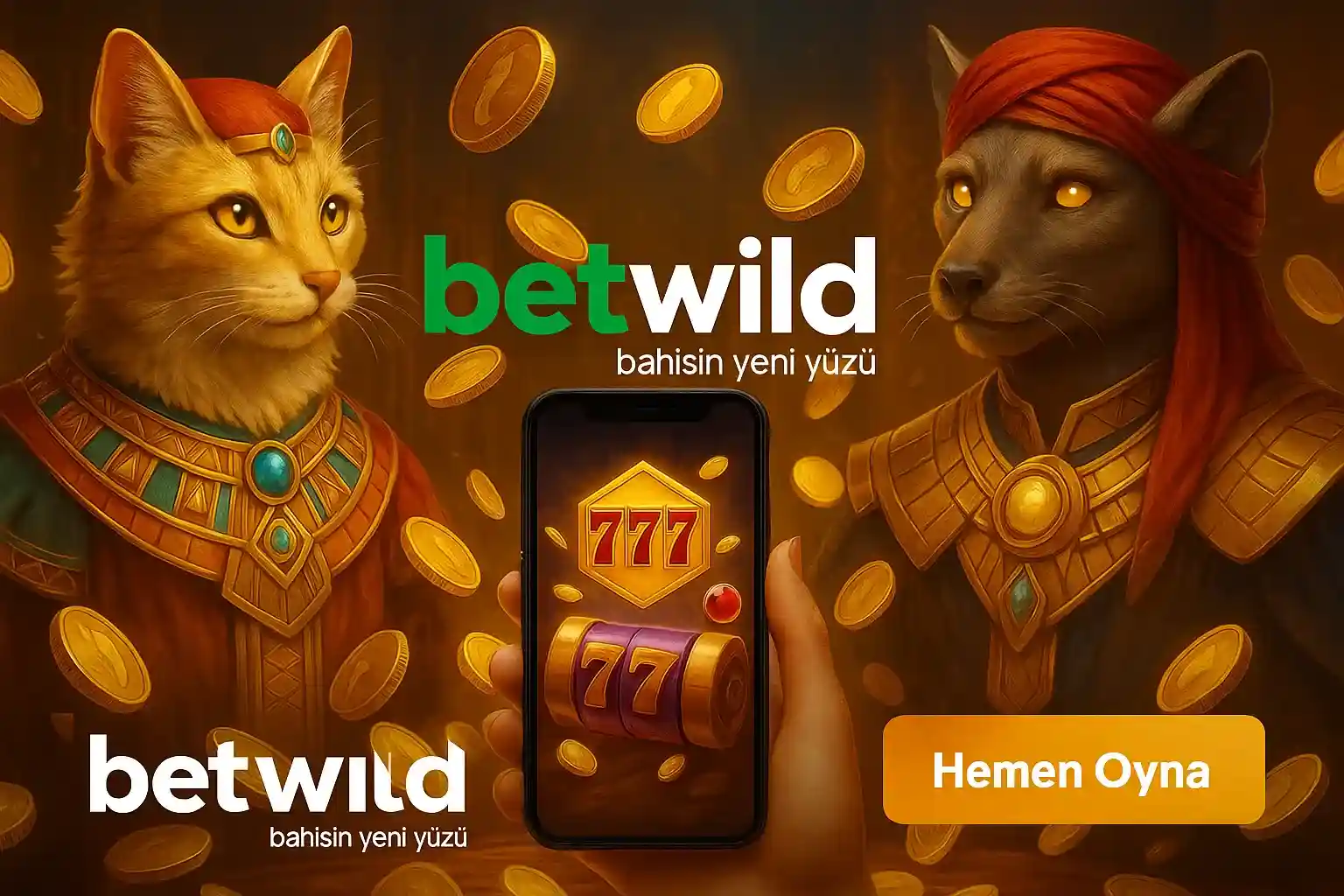 BetWild Mısır temalı slot oyunları, kedi ve Anubis karakterleri altın sikkeler bahisin yeni yüzü mobil casino